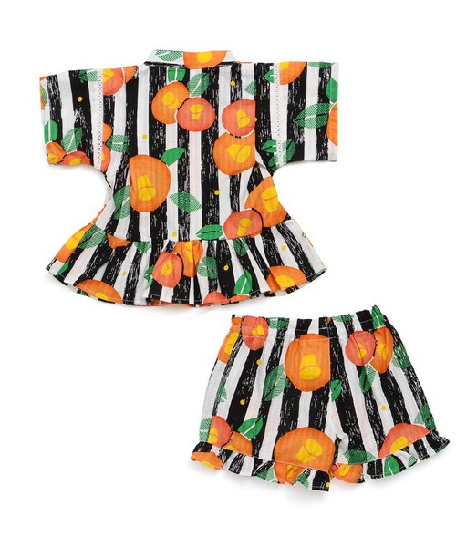 apres les cours（アプレレクール）の「つばき柄甚平セット（浴衣・キッズ・ピンク/レッド・80/90/100/110/120/130）」の6枚目の写真