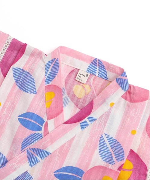 apres les cours（アプレレクール）の「つばき柄甚平セット（浴衣・キッズ・ピンク/レッド・80/90/100/110/120/130）」の7枚目の写真