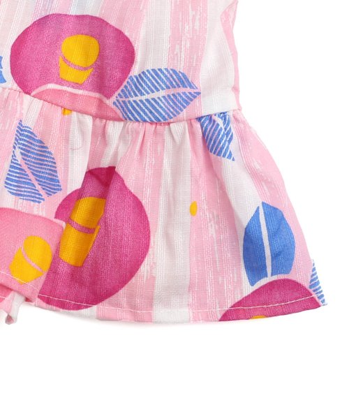 apres les cours（アプレレクール）の「つばき柄甚平セット（浴衣・キッズ・ピンク/レッド・80/90/100/110/120/130）」の11枚目の写真