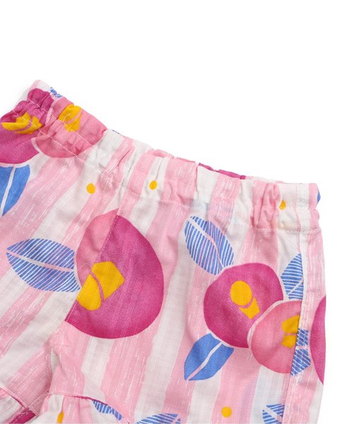 apres les cours（アプレレクール）の「つばき柄甚平セット（浴衣・キッズ・ピンク/レッド・80/90/100/110/120/130）」の12枚目の写真