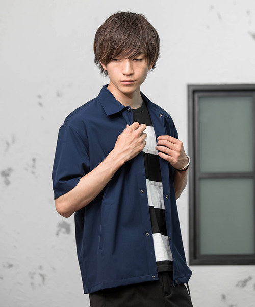 MinoriTY（マイノリティ）の「ショートスリーブコーチジャケット コーチシャツ（シャツ/ブラウス・メンズ・ブラック/ネイビー/グリーン/ワイン/ベージュ/グレー・M/L）」の5枚目の写真