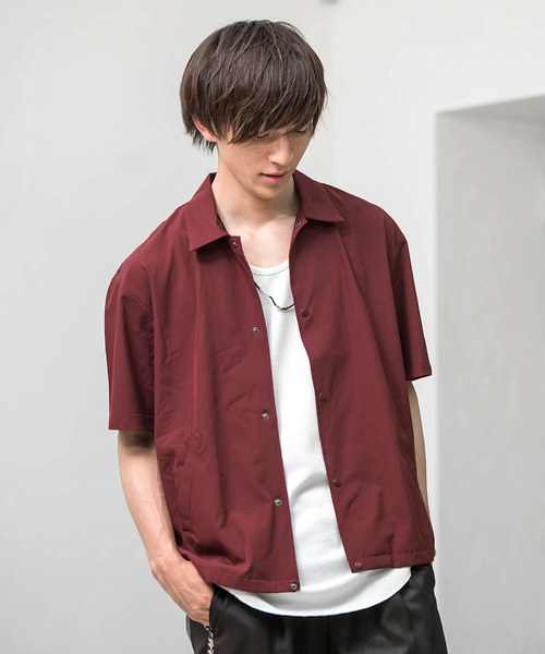 MinoriTY（マイノリティ）の「ショートスリーブコーチジャケット コーチシャツ（シャツ/ブラウス・メンズ・ブラック/ネイビー/グリーン/ワイン/ベージュ/グレー・M/L）」の6枚目の写真