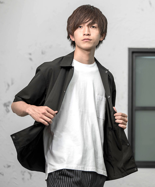 MinoriTY（マイノリティ）の「ショートスリーブコーチジャケット コーチシャツ（シャツ/ブラウス・メンズ・ブラック/ネイビー/グリーン/ワイン/ベージュ/グレー・M/L）」の2枚目の写真