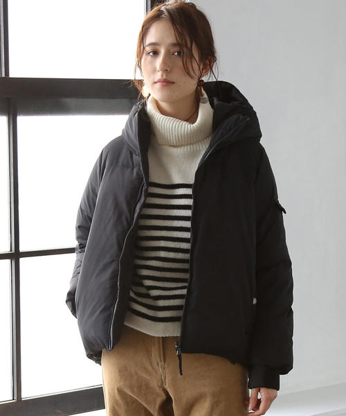 coen（コーエン）の「フーデッドショートダウン（アウター/ダウンジャケット/ダウンコート/ブルゾン）（ダウンジャケット/コート・レディース・ネイビー/ブラック/ワイン・LARGE/MEDIUM）」の11枚目の写真