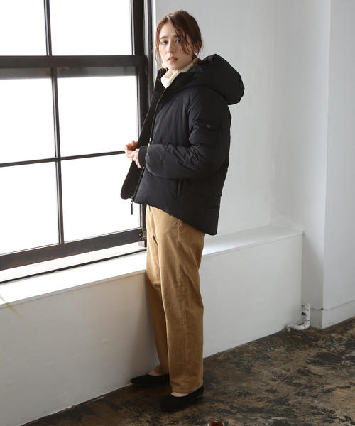 coen（コーエン）の「フーデッドショートダウン（アウター/ダウンジャケット/ダウンコート/ブルゾン）（ダウンジャケット/コート・レディース・ネイビー/ブラック/ワイン・LARGE/MEDIUM）」の10枚目の写真