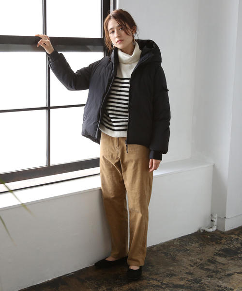 coen（コーエン）の「フーデッドショートダウン（アウター/ダウンジャケット/ダウンコート/ブルゾン）（ダウンジャケット/コート・レディース・ネイビー/ブラック/ワイン・LARGE/MEDIUM）」の9枚目の写真