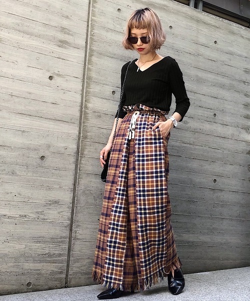 PAGEBOY（ページボーイ）の「パッチワークネルチェックパンツ（その他パンツ・レディース・ブラウン/グリーン・FREE）」の6枚目の写真