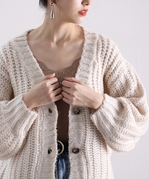 classicalelf(クラシカルエルフ)の「ガーター編みショート丈カーディガン(カーディガン/ボレロ・レディース・ブラック/ベージュ/アイボリー/ラベンダー/チャコールグレー/モカ/ライトベージュ・LARGE/MEDIUM/X-LARGE)」の7枚目の写真