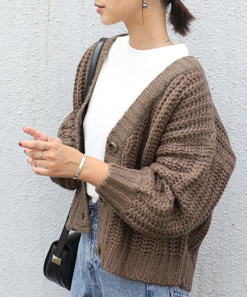 classicalelf(クラシカルエルフ)の「ガーター編みショート丈カーディガン(カーディガン/ボレロ・レディース・ブラック/ベージュ/アイボリー/ラベンダー/チャコールグレー/モカ/ライトベージュ・LARGE/MEDIUM/X-LARGE)」の5枚目の写真