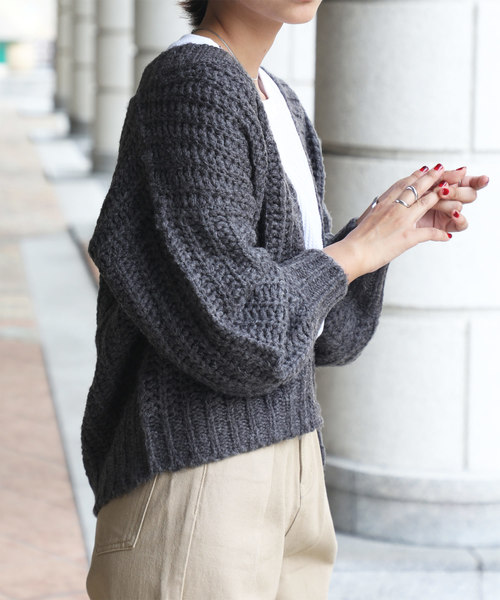 classicalelf(クラシカルエルフ)の「ガーター編みショート丈カーディガン(カーディガン/ボレロ・レディース・ブラック/ベージュ/アイボリー/ラベンダー/チャコールグレー/モカ/ライトベージュ・LARGE/MEDIUM/X-LARGE)」の8枚目の写真