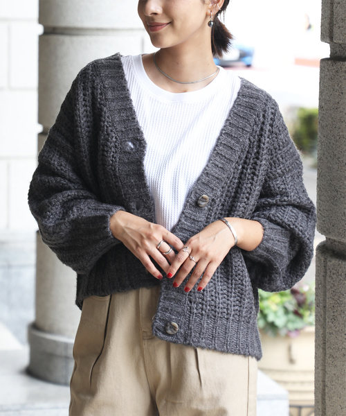 classicalelf(クラシカルエルフ)の「ガーター編みショート丈カーディガン(カーディガン/ボレロ・レディース・ブラック/ベージュ/アイボリー/ラベンダー/チャコールグレー/モカ/ライトベージュ・LARGE/MEDIUM/X-LARGE)」の9枚目の写真