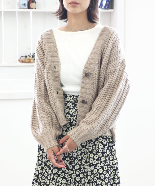 classicalelf(クラシカルエルフ)の「ガーター編みショート丈カーディガン(カーディガン/ボレロ・レディース・ブラック/ベージュ/アイボリー/ラベンダー/チャコールグレー/モカ/ライトベージュ・LARGE/MEDIUM/X-LARGE)」の12枚目の写真