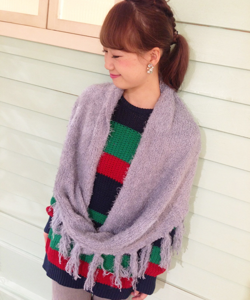 Kastane（カスタネ）の「【Kastane】フワーンケープ（ストール/ショール・レディース・オフホワイト/ターコイズブルー/グレー/ピンク/ネイビー・FREE）」の10枚目の写真