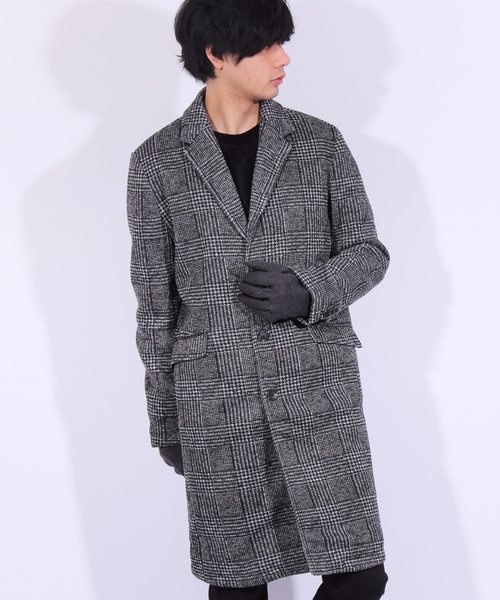 8(eight)(エイト)の「チェスターコート ニット フリース(チェスターコート・メンズ・チェック/ブラック/グレー・LARGE/X-LARGE/MEDIUM)」の1枚目の写真