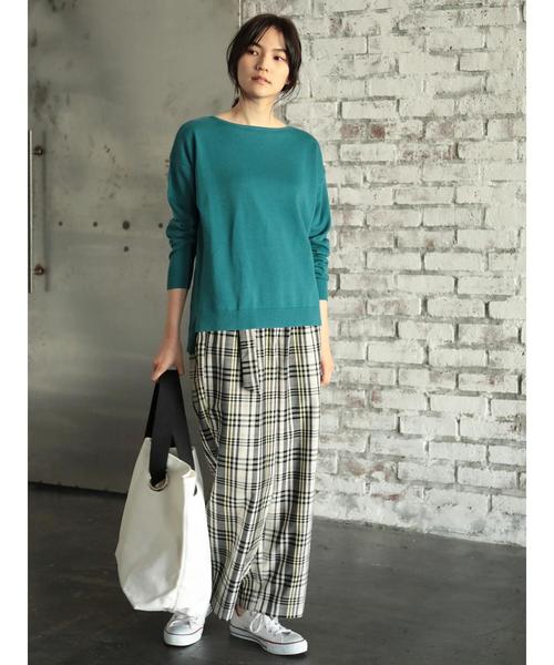 AMERICAN HOLIC（アメリカンホリック）の「ウエストフリルベルト付ワイドパンツ（その他パンツ・レディース・ストライプ/チェック/ブラウン系その他4・M/L）」の7枚目の写真