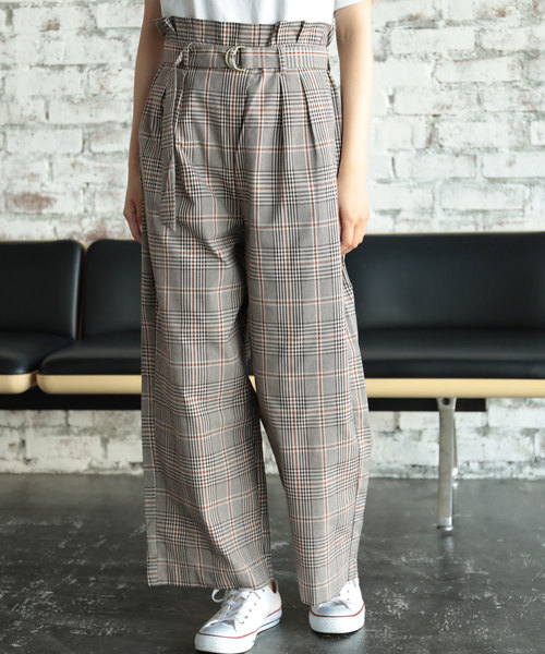 AMERICAN HOLIC（アメリカンホリック）の「ウエストフリルベルト付ワイドパンツ（その他パンツ・レディース・ストライプ/チェック/ブラウン系その他4・M/L）」の3枚目の写真