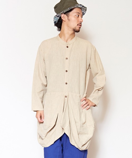 チャイハネ(チャイハネ)の「【チャイハネ】yul プレーン変形MEN'Sバンドカラーシャツ(シャツ/ブラウス・メンズ・ブラック/ベージュ/カーキ/ブルー/マスタード/ネイビー・FREE)」の3枚目の写真