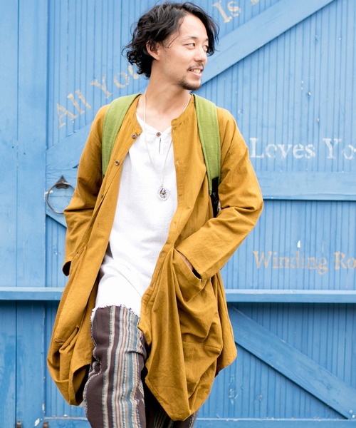 チャイハネ(チャイハネ)の「【チャイハネ】yul プレーン変形MEN'Sバンドカラーシャツ(シャツ/ブラウス・メンズ・ブラック/ベージュ/カーキ/ブルー/マスタード/ネイビー・FREE)」の6枚目の写真