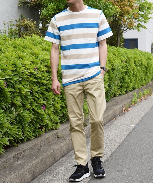 SHIPS(シップス)の「SC: MADE IN JAPAN ミニパイル/ボーダー ポケット Tシャツ(Tシャツ/カットソー・メンズ・ネイビー/グレー/レッド/ベージュ/ブルー・MEDIUM/X-LARGE/LARGE/SMALL)」の8枚目の写真