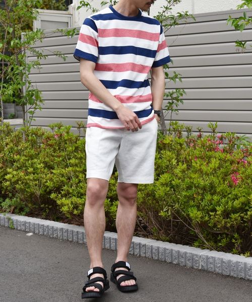 SHIPS(シップス)の「SC: MADE IN JAPAN ミニパイル/ボーダー ポケット Tシャツ(Tシャツ/カットソー・メンズ・ネイビー/グレー/レッド/ベージュ/ブルー・MEDIUM/X-LARGE/LARGE/SMALL)」の12枚目の写真