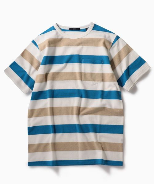 SHIPS(シップス)の「SC: MADE IN JAPAN ミニパイル/ボーダー ポケット Tシャツ(Tシャツ/カットソー・メンズ・ネイビー/グレー/レッド/ベージュ/ブルー・MEDIUM/X-LARGE/LARGE/SMALL)」の18枚目の写真