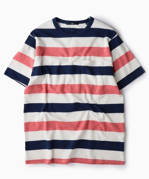 SHIPS(シップス)の「SC: MADE IN JAPAN ミニパイル/ボーダー ポケット Tシャツ(Tシャツ/カットソー・メンズ・ネイビー/グレー/レッド/ベージュ/ブルー・MEDIUM/X-LARGE/LARGE/SMALL)」の19枚目の写真