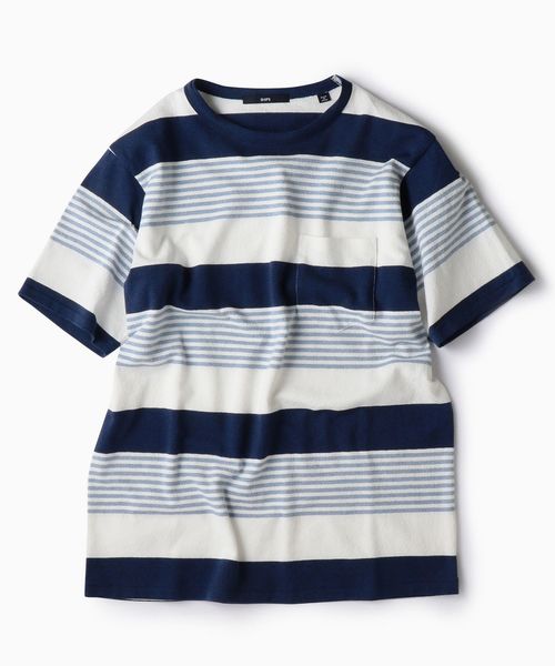 SHIPS(シップス)の「SC: MADE IN JAPAN ミニパイル/ボーダー ポケット Tシャツ(Tシャツ/カットソー・メンズ・ネイビー/グレー/レッド/ベージュ/ブルー・MEDIUM/X-LARGE/LARGE/SMALL)」の21枚目の写真
