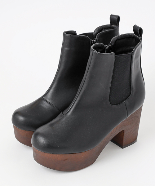 one after another NICE CLAUP/サイドゴアブーツ 黒 マイナス3キロ見え】サイドゴアボリュームソールショートブーツ