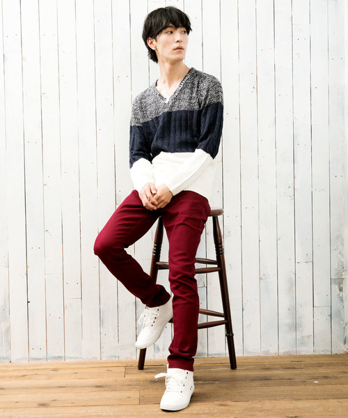 TopIsm(トップイズム)の「ケーブル編みVネックニットセーター(ニット/セーター・メンズ・ホワイト/ブラック/ネイビー/グレー・LL/M/L)」の13枚目の写真