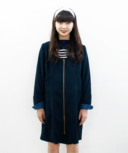 CIAOPANIC（チャオパニック）の「【Ciaopanic】Vネックノーカラーコート（ノーカラージャケット・レディース・オフホワイト/ベージュ/ネイビー/ブラック・FREE）」の10枚目の写真