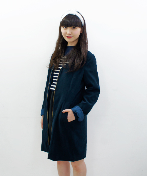 CIAOPANIC（チャオパニック）の「【Ciaopanic】Vネックノーカラーコート（ノーカラージャケット・レディース・オフホワイト/ベージュ/ネイビー/ブラック・FREE）」の15枚目の写真