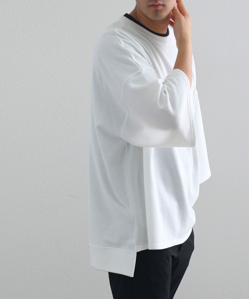 classicalelf（クラシカルエルフ）の「クルーネックバックスリットプルオーバー半端袖無地ミドル丈トレーナー（Tシャツ/カットソー・レディース・ベージュ/オフホワイト/ブラック・X-LARGE/MEDIUM/LARGE）」の10枚目の写真