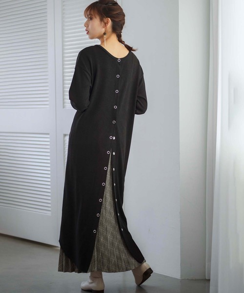 GeeRA（ジーラ）の「３ｗａｙボタンロングワンピース（シャツワンピース・レディース・ブラウン/ブラック・LARGE/MEDIUM）」の2枚目の写真