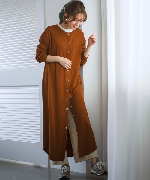 GeeRA（ジーラ）の「３ｗａｙボタンロングワンピース（シャツワンピース・レディース・ブラウン/ブラック・LARGE/MEDIUM）」の7枚目の写真