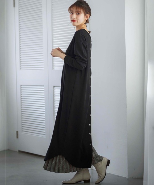 GeeRA（ジーラ）の「３ｗａｙボタンロングワンピース（シャツワンピース・レディース・ブラウン/ブラック・LARGE/MEDIUM）」の13枚目の写真