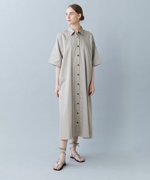 綿サテンフレアーワンピース