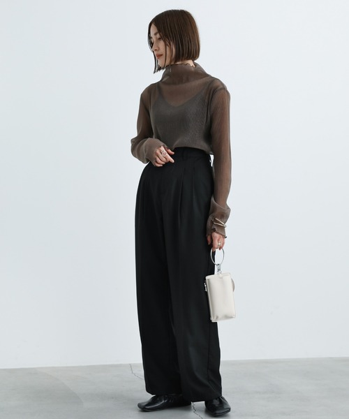 select MOCA（セレクトモカ）の「2021 AW シアープリーツメロートップス（Tシャツ/カットソー・レディース・ブラック/ベージュ/ブラウン/ライトグレー/パープル/アッシュ・FREE）」の11枚目の写真