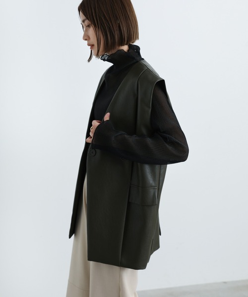 select MOCA（セレクトモカ）の「2021 AW シアープリーツメロートップス（Tシャツ/カットソー・レディース・ブラック/ベージュ/ブラウン/ライトグレー/パープル/アッシュ・FREE）」の21枚目の写真