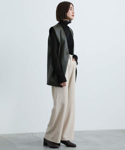 select MOCA（セレクトモカ）の「2021 AW シアープリーツメロートップス（Tシャツ/カットソー・レディース・ブラック/ベージュ/ブラウン/ライトグレー/パープル/アッシュ・FREE）」の20枚目の写真