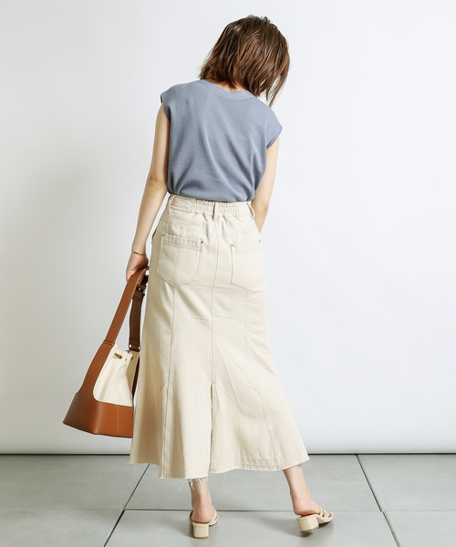 natural couture（ナチュラルクチュール）の「マーメイドフレアデニムスカート（デニムスカート・レディース・オフホワイト/ブラウン/ブルー/インディゴブルー・FREE）」の8枚目の写真