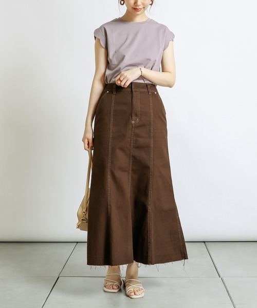 natural couture（ナチュラルクチュール）の「マーメイドフレアデニムスカート（デニムスカート・レディース・オフホワイト/ブラウン/ブルー/インディゴブルー・FREE）」の12枚目の写真