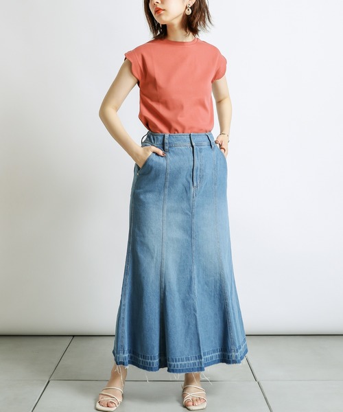 natural couture（ナチュラルクチュール）の「マーメイドフレアデニムスカート（デニムスカート・レディース・オフホワイト/ブラウン/ブルー/インディゴブルー・FREE）」の10枚目の写真