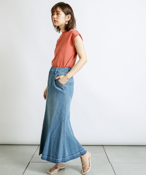 natural couture（ナチュラルクチュール）の「マーメイドフレアデニムスカート（デニムスカート・レディース・オフホワイト/ブラウン/ブルー/インディゴブルー・FREE）」の19枚目の写真