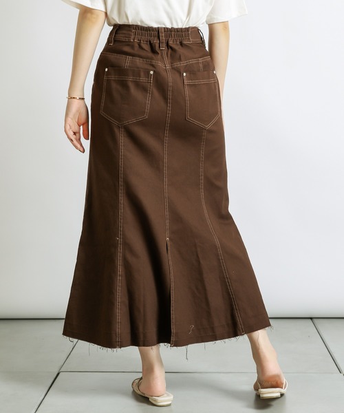 natural couture（ナチュラルクチュール）の「マーメイドフレアデニムスカート（デニムスカート・レディース・オフホワイト/ブラウン/ブルー/インディゴブルー・FREE）」の22枚目の写真