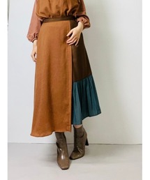 フラワージャガード　配色イレヘムスカート