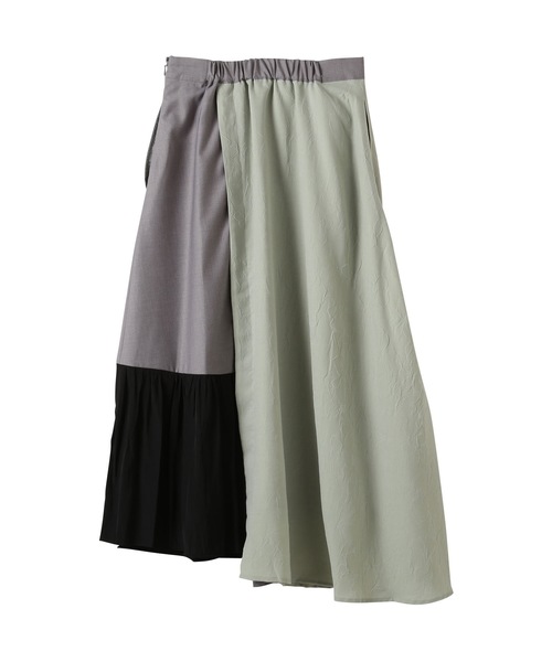 TEVALT（ヴァレット）の「フラワージャガード　配色イレヘムスカート（スカート・レディース・ブラック/ブラウン/ミント・38）」の6枚目の写真