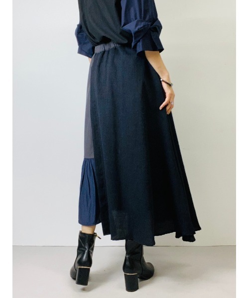 TEVALT（ヴァレット）の「フラワージャガード　配色イレヘムスカート（スカート・レディース・ブラック/ブラウン/ミント・38）」の18枚目の写真