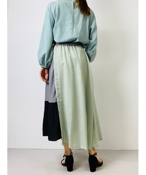 TEVALT（ヴァレット）の「フラワージャガード　配色イレヘムスカート（スカート・レディース・ブラック/ブラウン/ミント・38）」の21枚目の写真