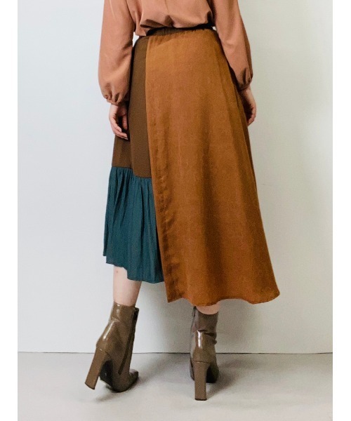 TEVALT（ヴァレット）の「フラワージャガード　配色イレヘムスカート（スカート・レディース・ブラック/ブラウン/ミント・38）」の14枚目の写真