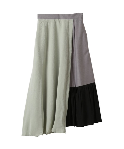 TEVALT（ヴァレット）の「フラワージャガード　配色イレヘムスカート（スカート・レディース・ブラック/ブラウン/ミント・38）」の22枚目の写真